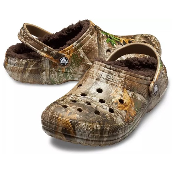 CROCS REALTREE EDGE LINED CLOGS ( W7 OR M5 ) IN CHOCOLATE / CAMOUFLAGE - Picture 2 of 8